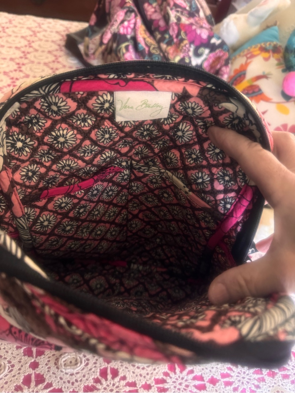 Retired Vera Bradley “Mocha Rouge” Quilted Mini Backpack - very good cond - Picture 5 of 6